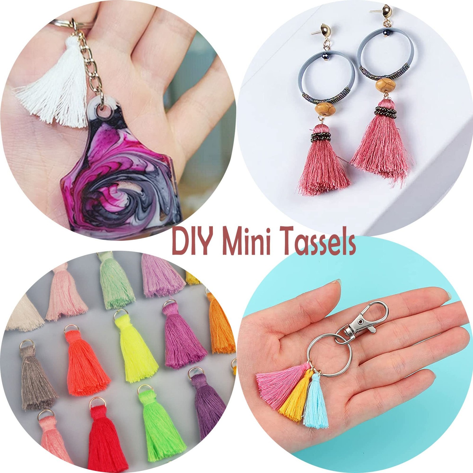 180PCS 30 Colors 3.5CM Multi-Color Mini Tassels Tiny Craft Tassels for Earrin…