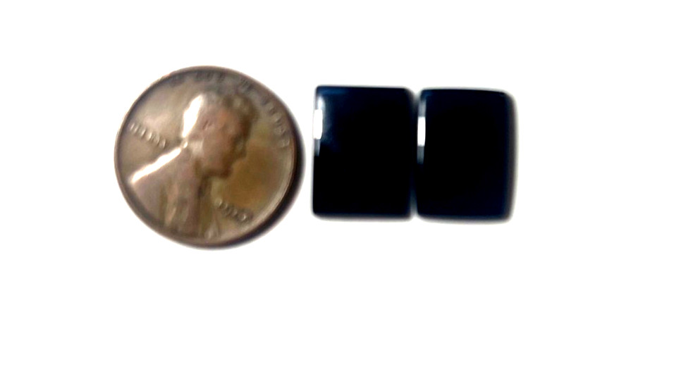TWO (2) PIECES BLACK ONYX 14X10 MM RECTANGLE FLAT AS PICTURED BELOW WHOLESALE!!!
