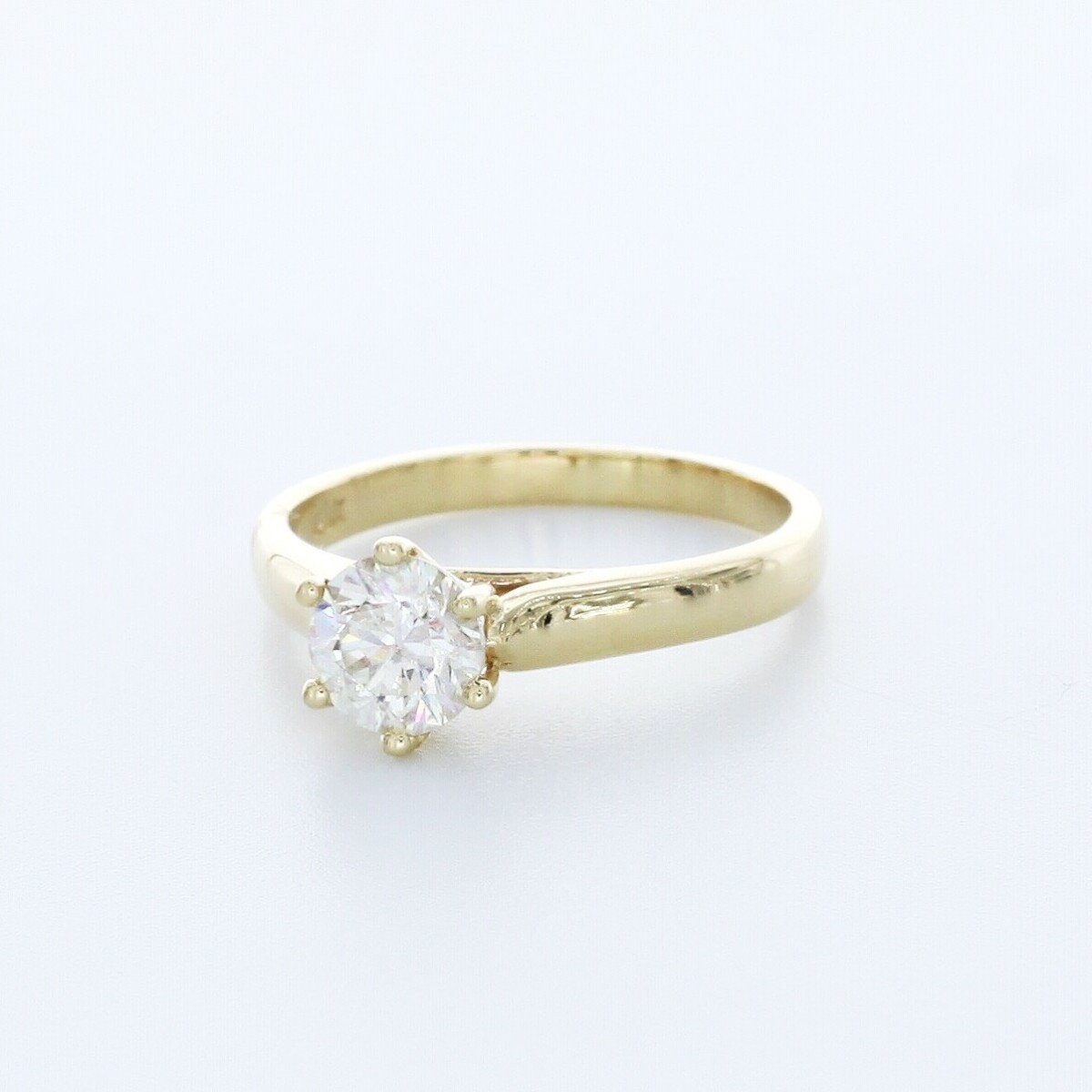 1.0 CT Certified Natural Diamond H/SI1 Round Cut 14K Gold Classic Solitaire Ring