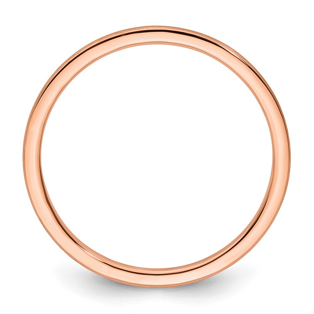10K Rose Gold 1.2mm Half Round Satin Stackable Band Ring Size 7