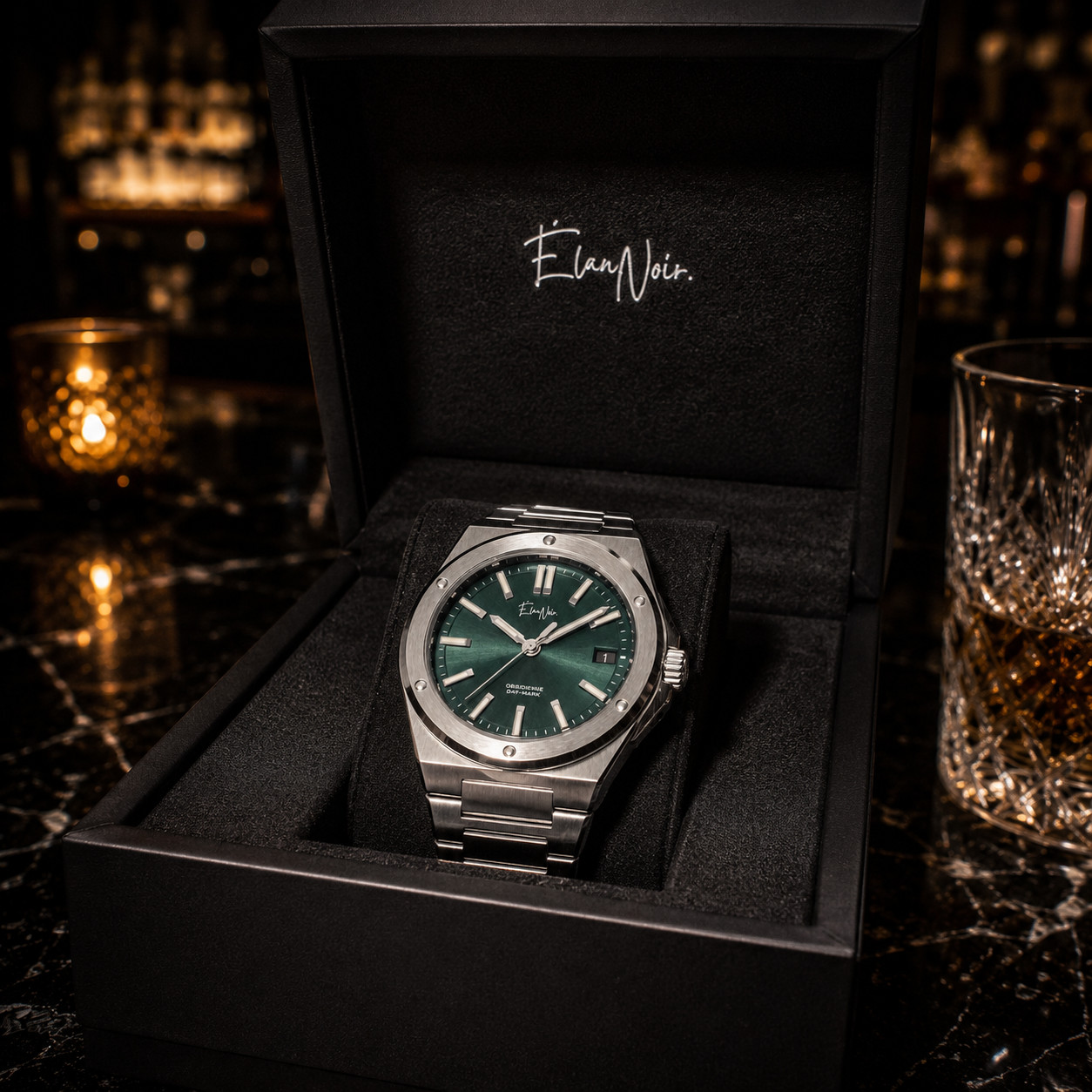 Élan Noir Day-Mark Automatic Mens Watch NH35 Green Dial Sapphire Steel 41mm