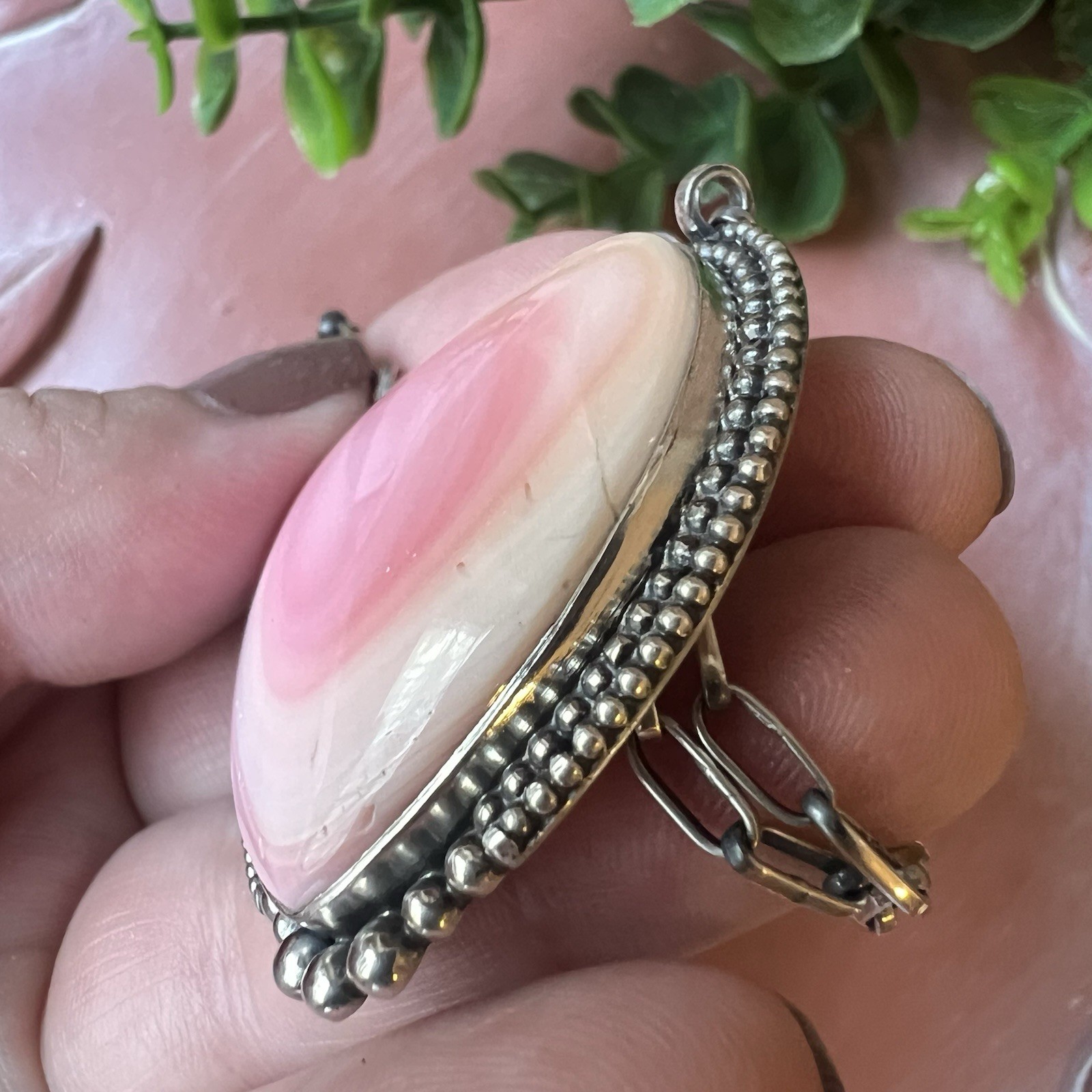Large Queen Conch Shell Heart Necklace Sterling Silver Statement | Southwestern