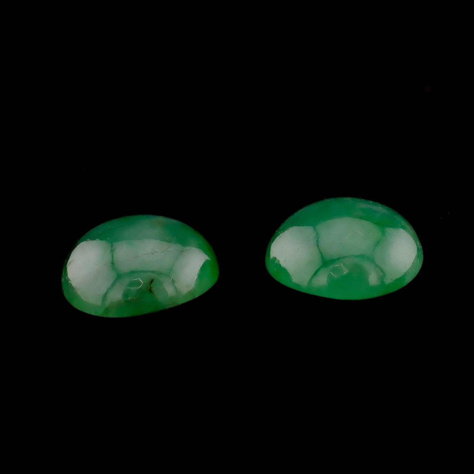 Natural Green Jade Cabochon Pair Round Loose Stones 16 ct 12.1-12.4mm Matched