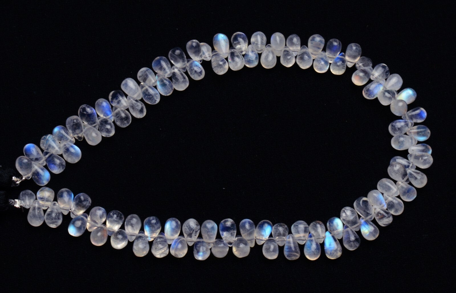 Natural Gem Rainbow Moonstone 6x4mm Approx. Size Teardrop Shape Smooth Beads 10″