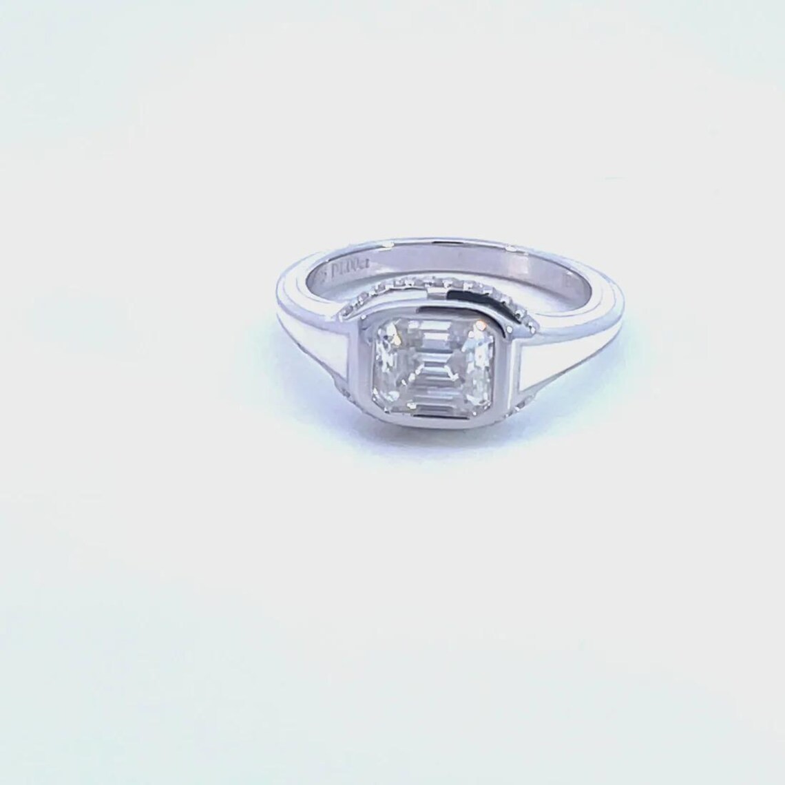 FINE JEWELRY RING Black & White Enamel Moissanite Ring 1.5ct Emerald Cut, D