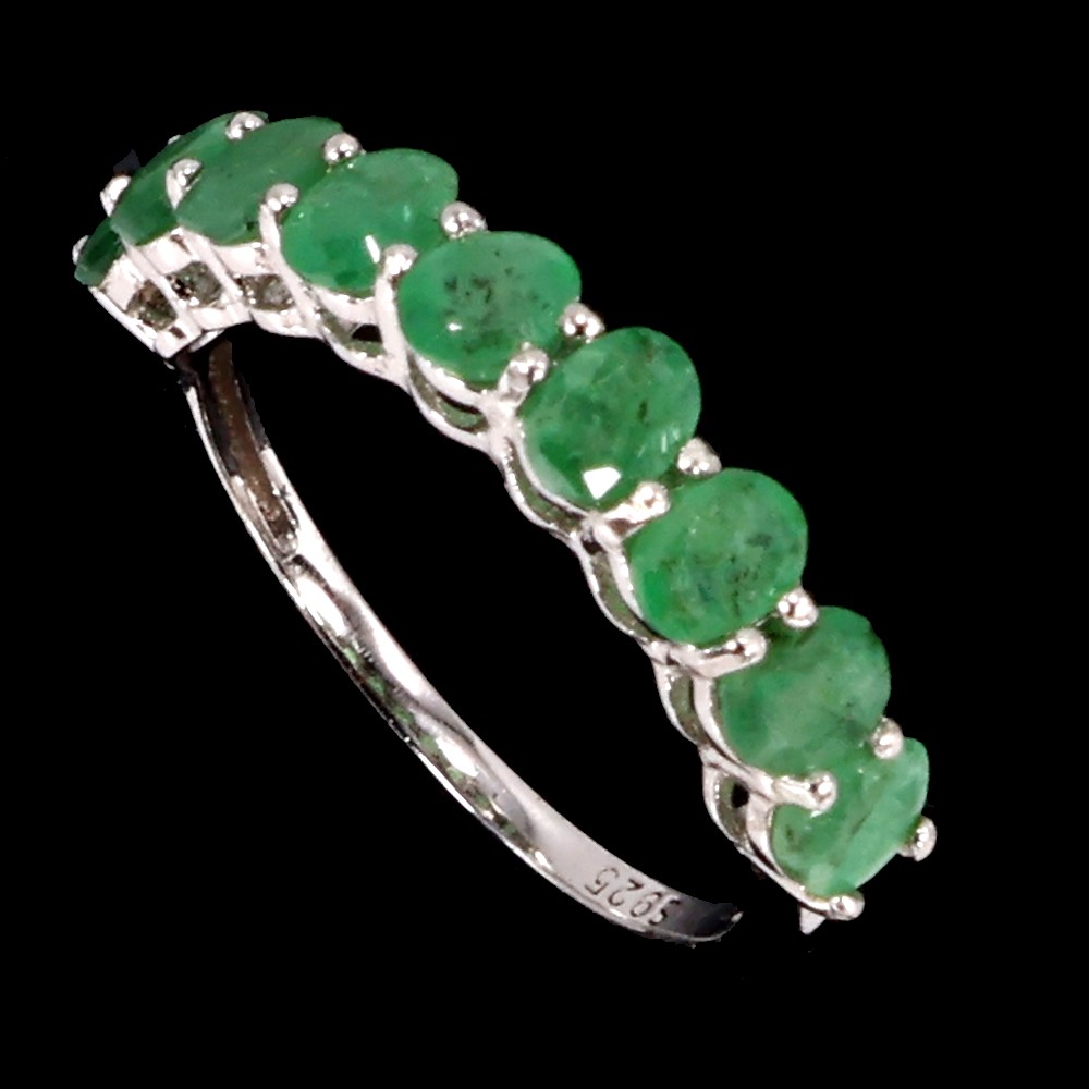 925 Sterling Silver Ring Oval Emerald 4x3mm Natural Gemstone Jewelry Size 7