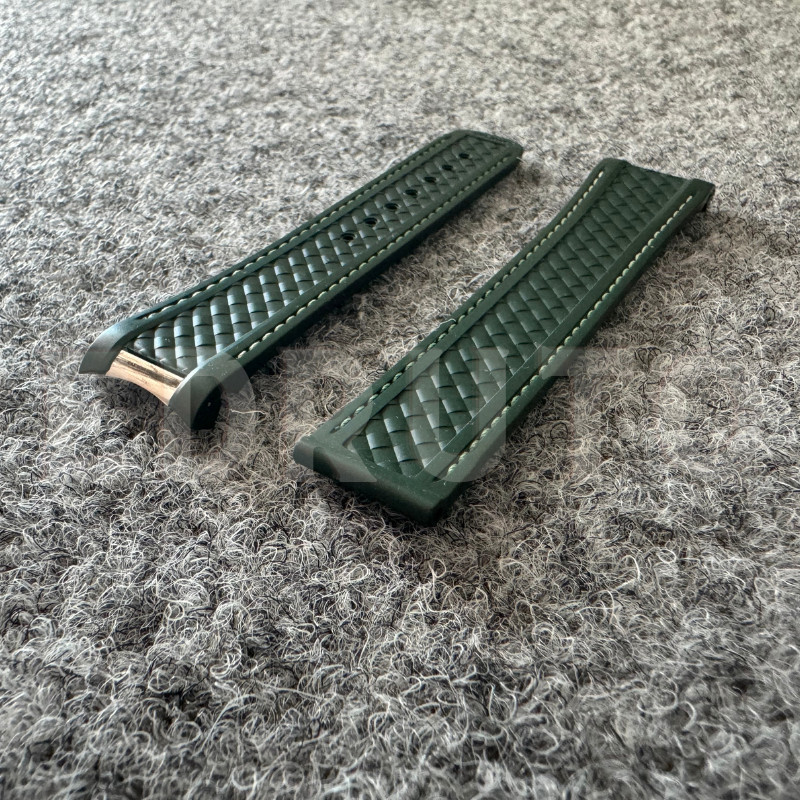 20 mm 21 mm Fluorine Dark Green Rubber Strap Fits Omega Seamaster Aqua Terra