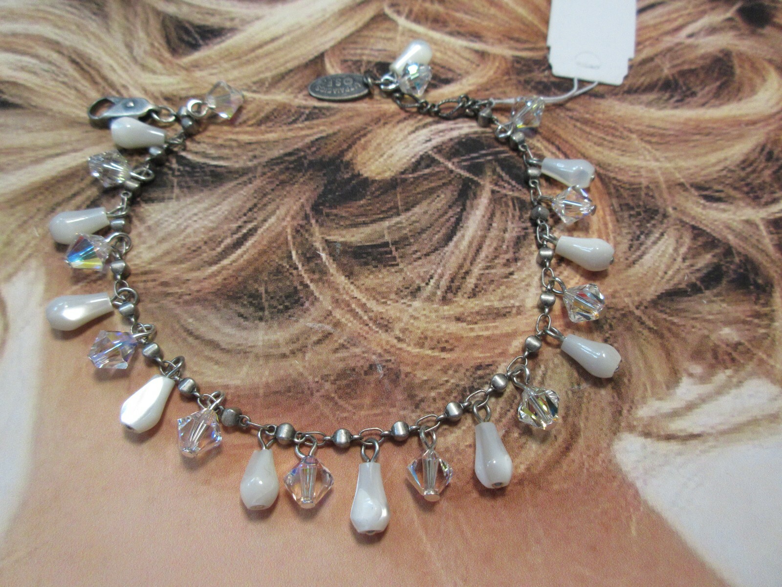 New Liz Palacios Mother of pearl Drops & Swarovski elements Crystal Bracelet