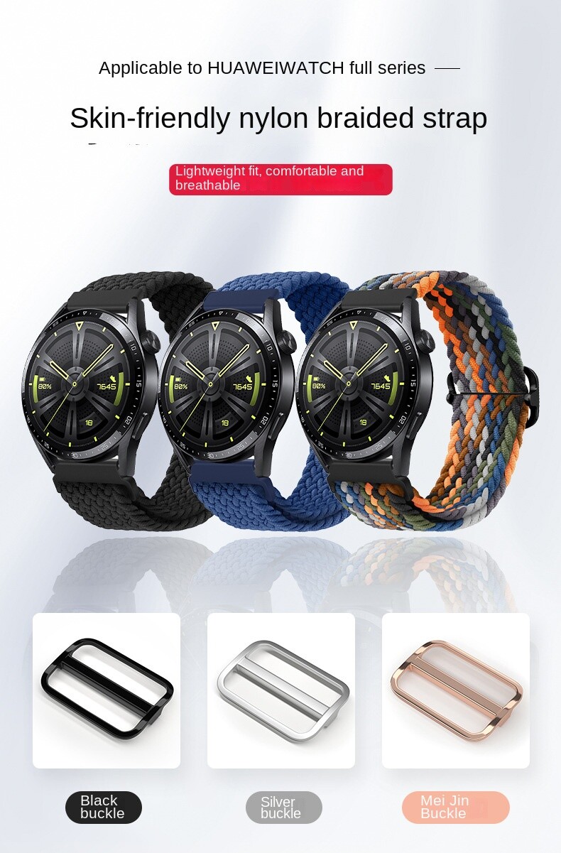 High Quality Adjustable Nylon Braided Elastic Sport Watch Band Strap 20mm 22mm