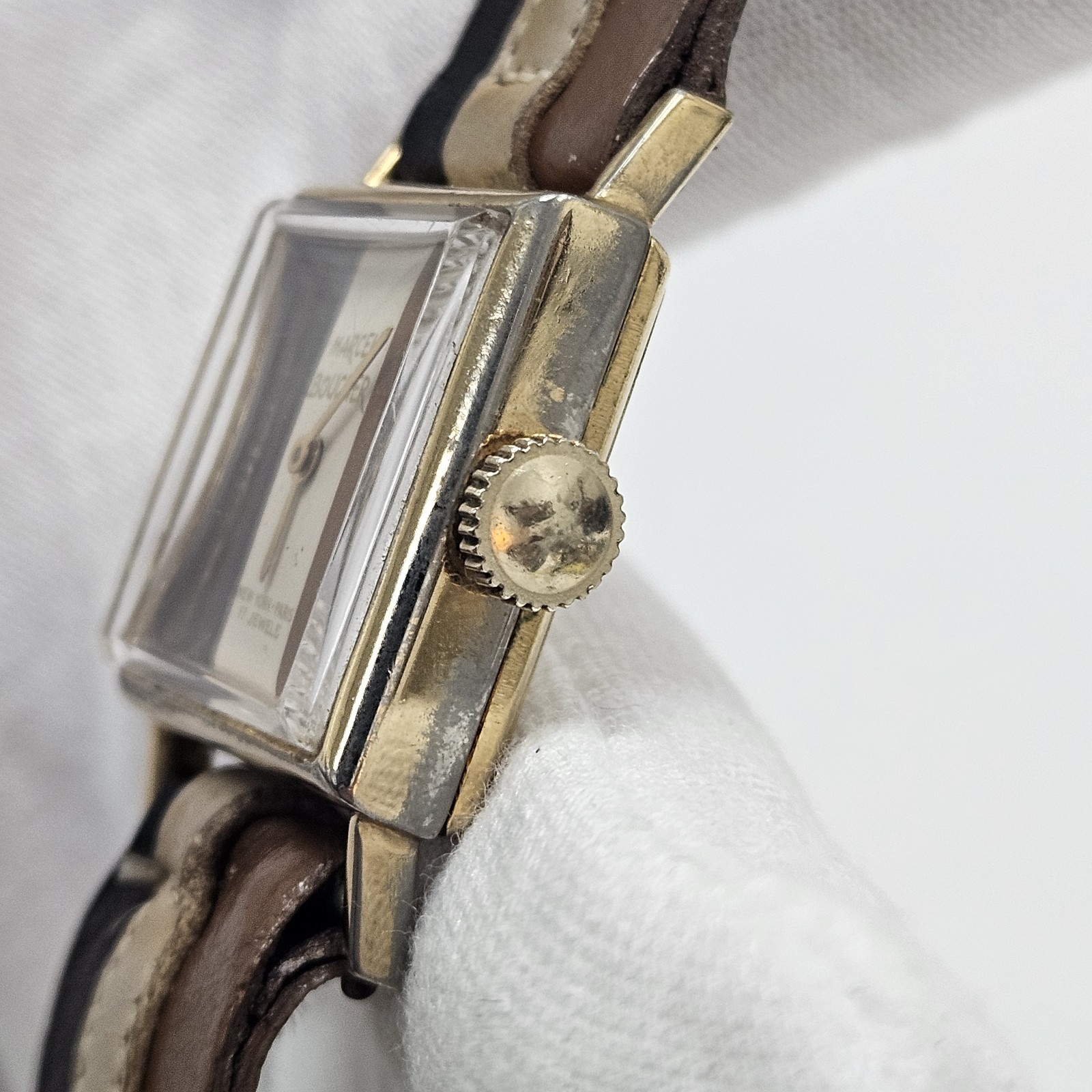 Vintage Marcel Boucher Brown Black & White Manual Wind 17J Unisex Watch Rare