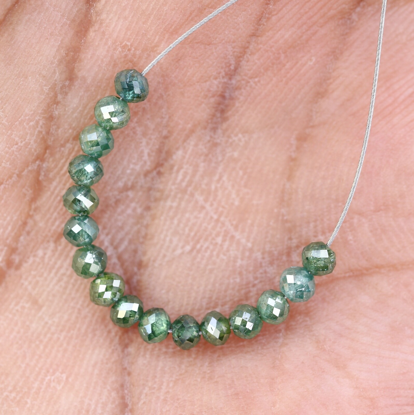 2.61 2.70 to 2.90 MM Treated Green Beads Natural Diamond For Bracelet