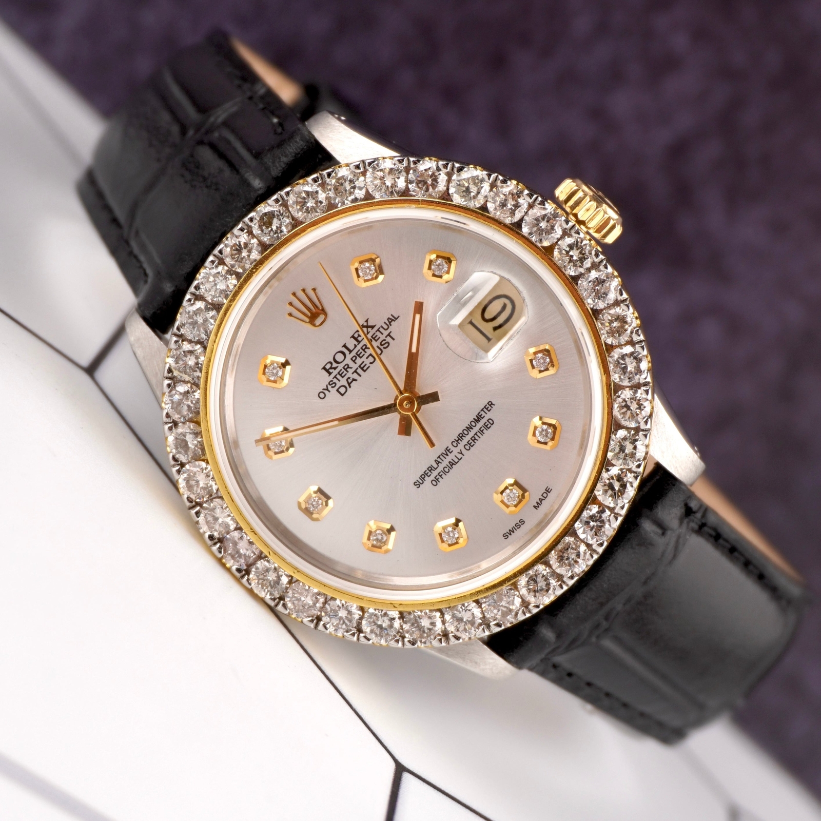 Rolex Datejust 36mm 2-Tone 2.25ct Silver Diamond Dial Men’s Watch