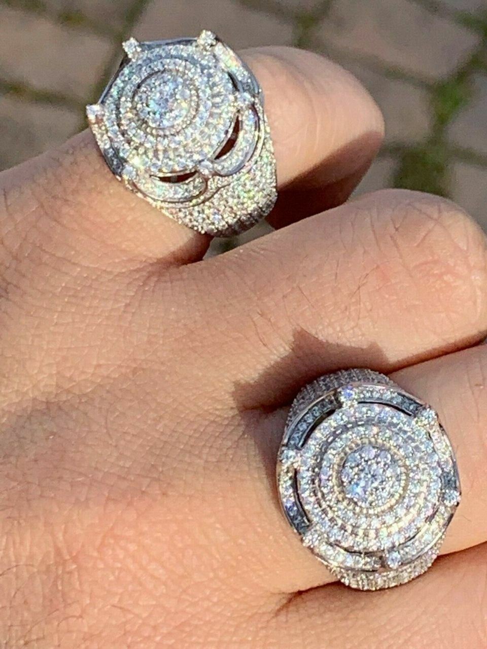 Men’s Large Solid 925 Silver 5ct King Crown Simulated Diamond Pinky RING HIP-HOP