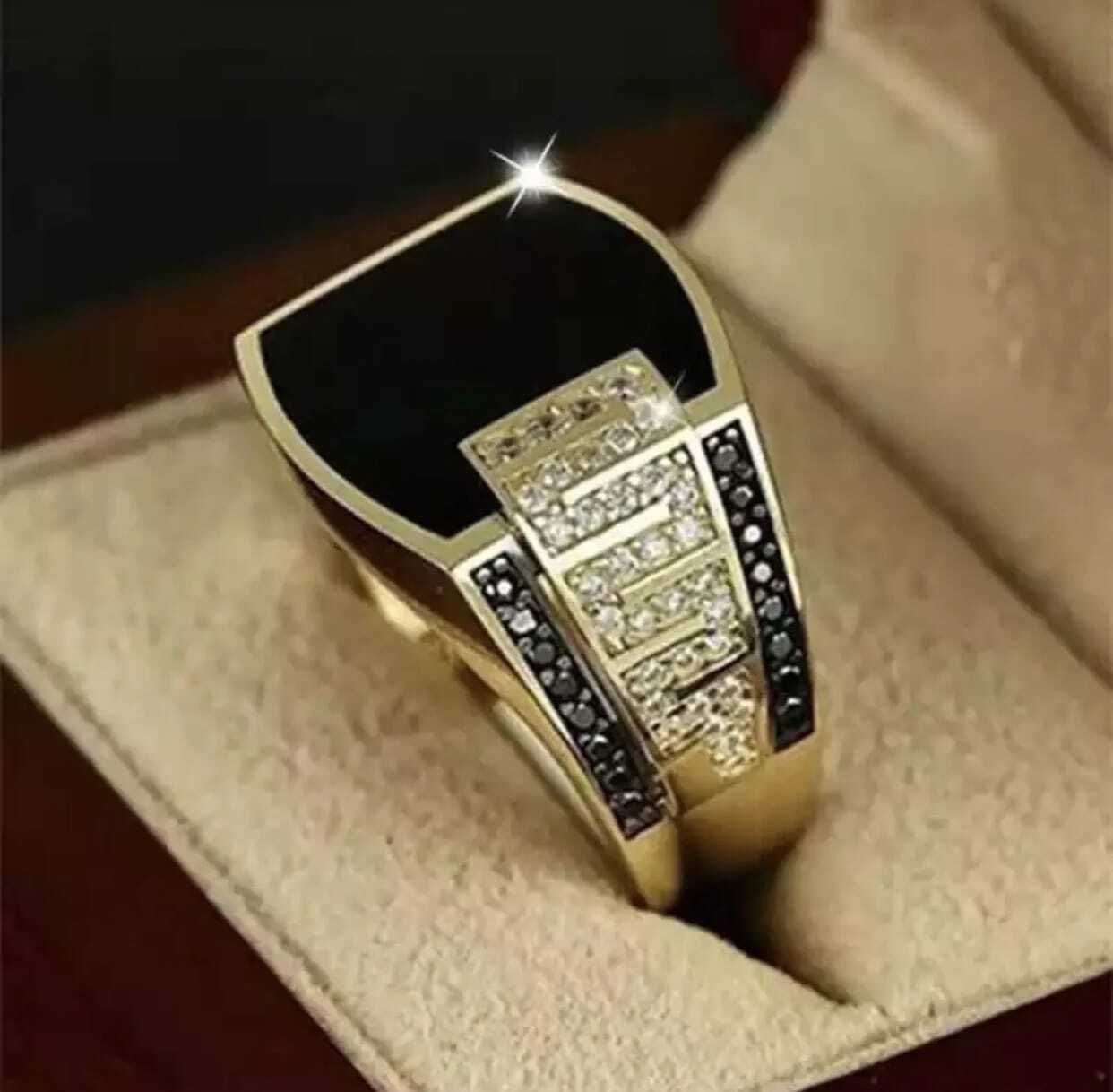 Classic Vintage Ring for Men and Women Luxury CZ Carved Silver and Gold Plated