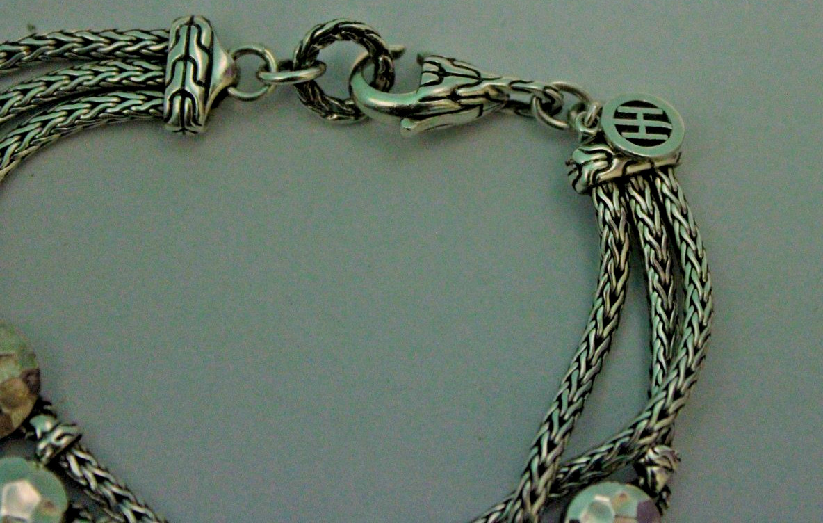 John Hardy Dot Collection Three Row Hammered Station Chain Bracelet