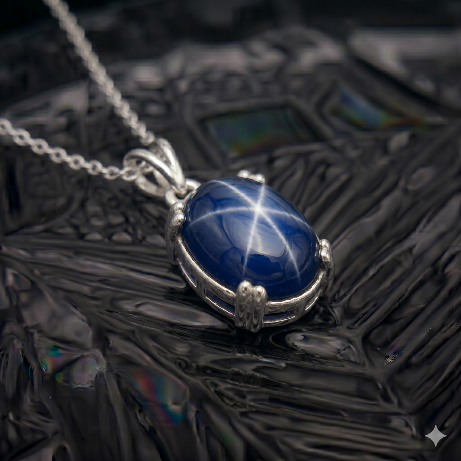Blue Star Sapphire Pendant 925 Sterling Silver Minimalist Pendant Gift For Her