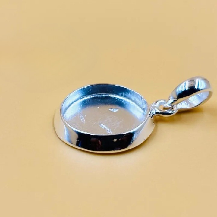 925 Sterling Silver 4mm Round Bezel Blank Pendant Setting DIY Jewelry Making