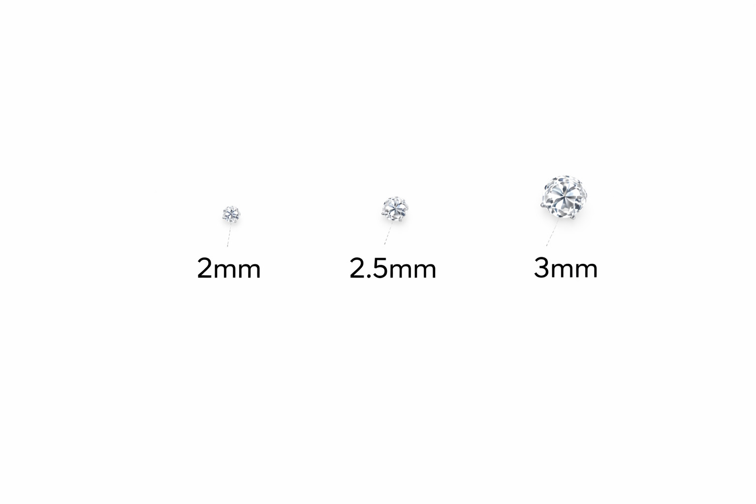 18K White Gold Nose Ring Stud Bone 20G Genuine Natural Diamond