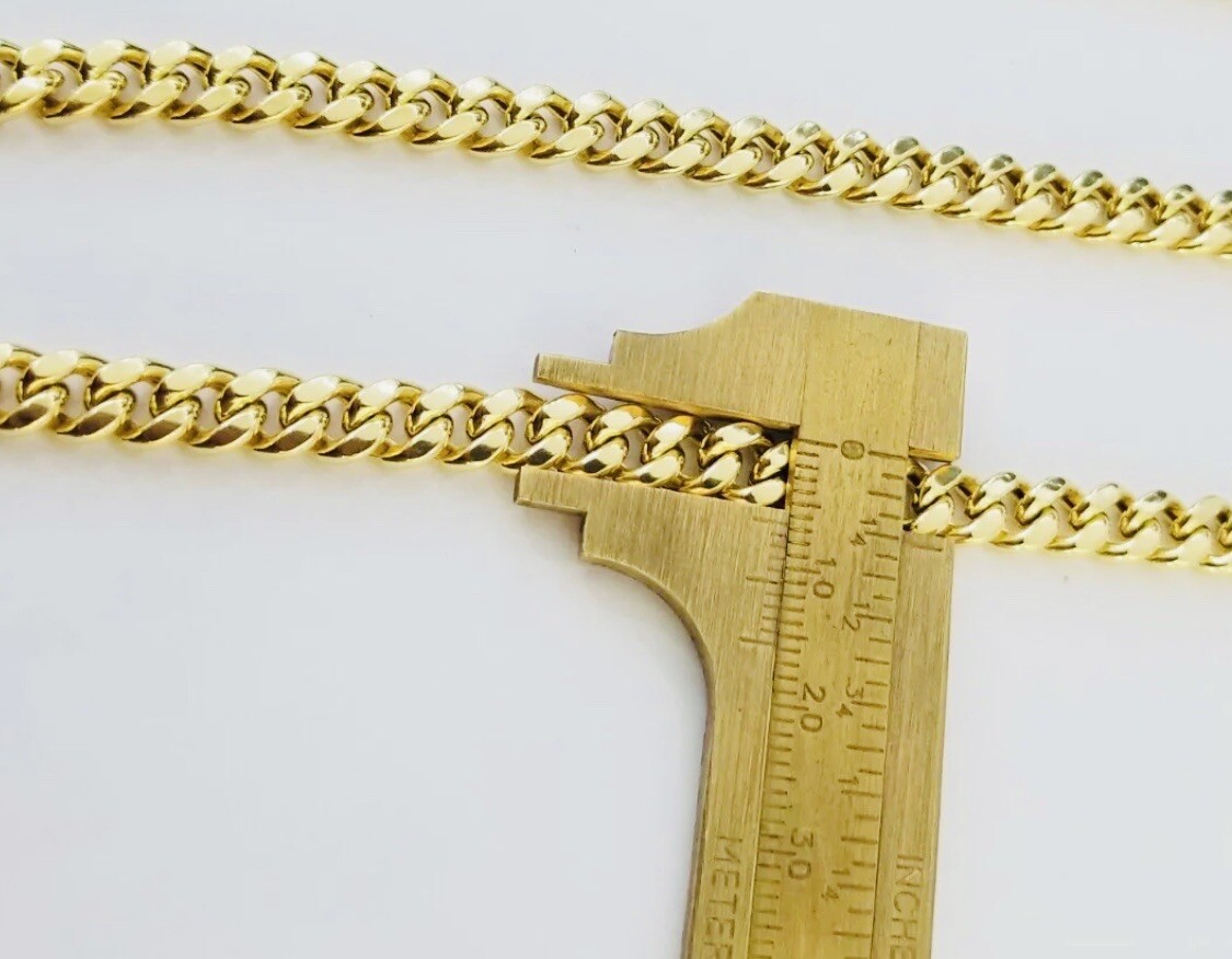 Real 14k Yellow Gold 6mm Royal Miami Cuban Link 24″ Chain Necklace Box Lock