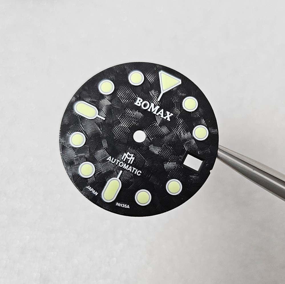 28.5mm Geometric pattern Watch Dial Green Luminous for NH35 NH36 movement