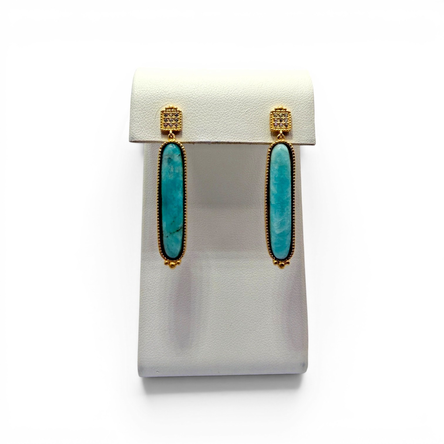 Freida Rothman Amazonite Allure Earrings Matte GP Sterling Silver NEW $295