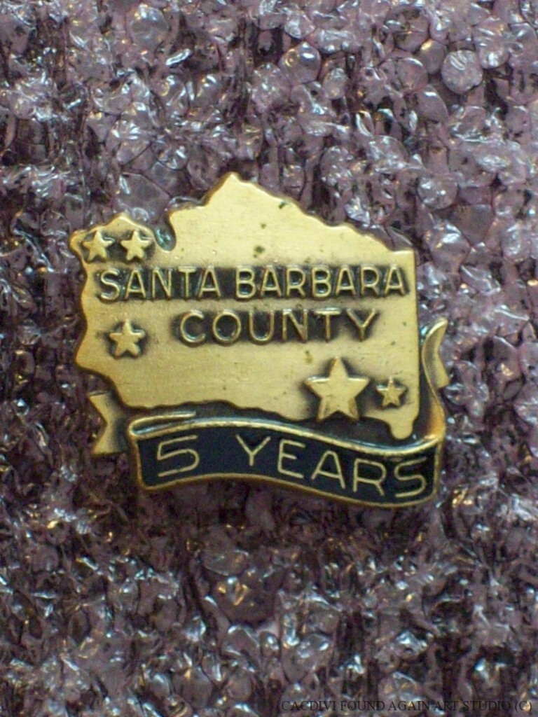 Santa Barbara County California Lapel Pin Vintage 5 Years CA Jostens Tie Tack