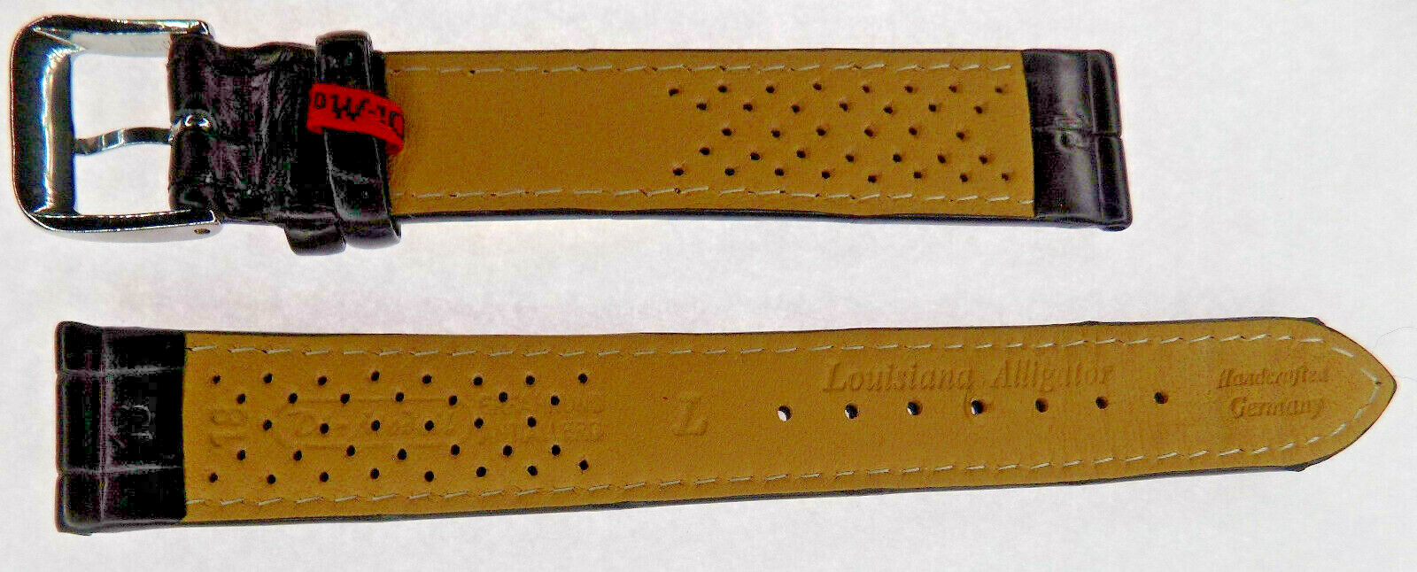 NATURAL SKIN VARIES Di-Modell Black Genuine Alligator 18mm EXTRA LONG Watch Band