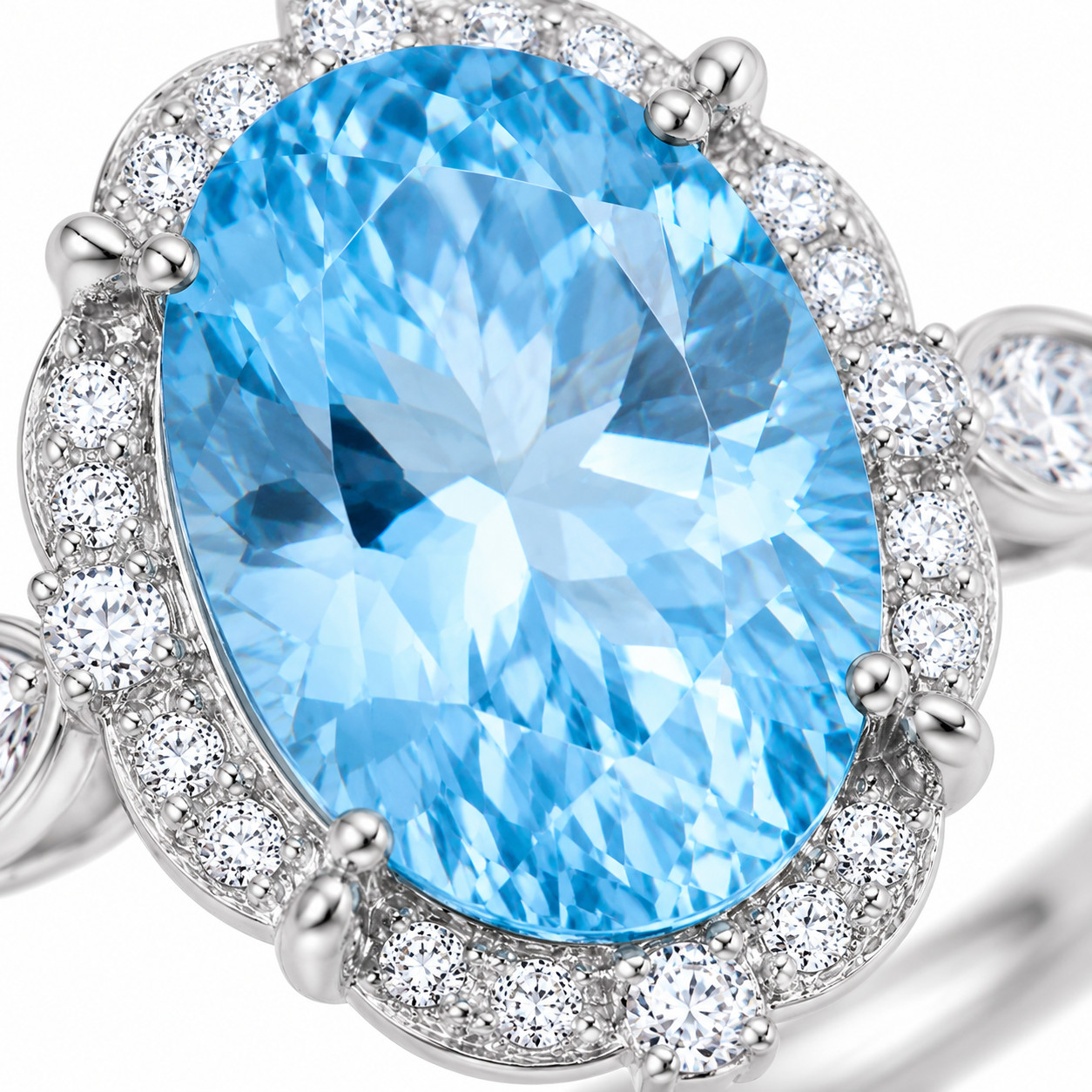 6 CT Oval Cut Sky Blue Topaz Gemstone Ring, Natural Blue Gemstone Rings