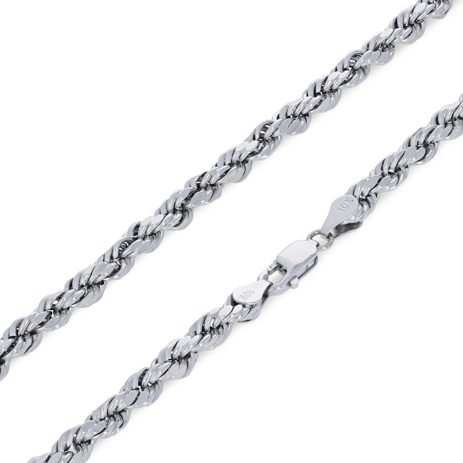 10K White Gold 5mm Diamond Cut Rope Bracelet Mens Womens 7″ 7.5″ 8″ 8.5″ 9″
