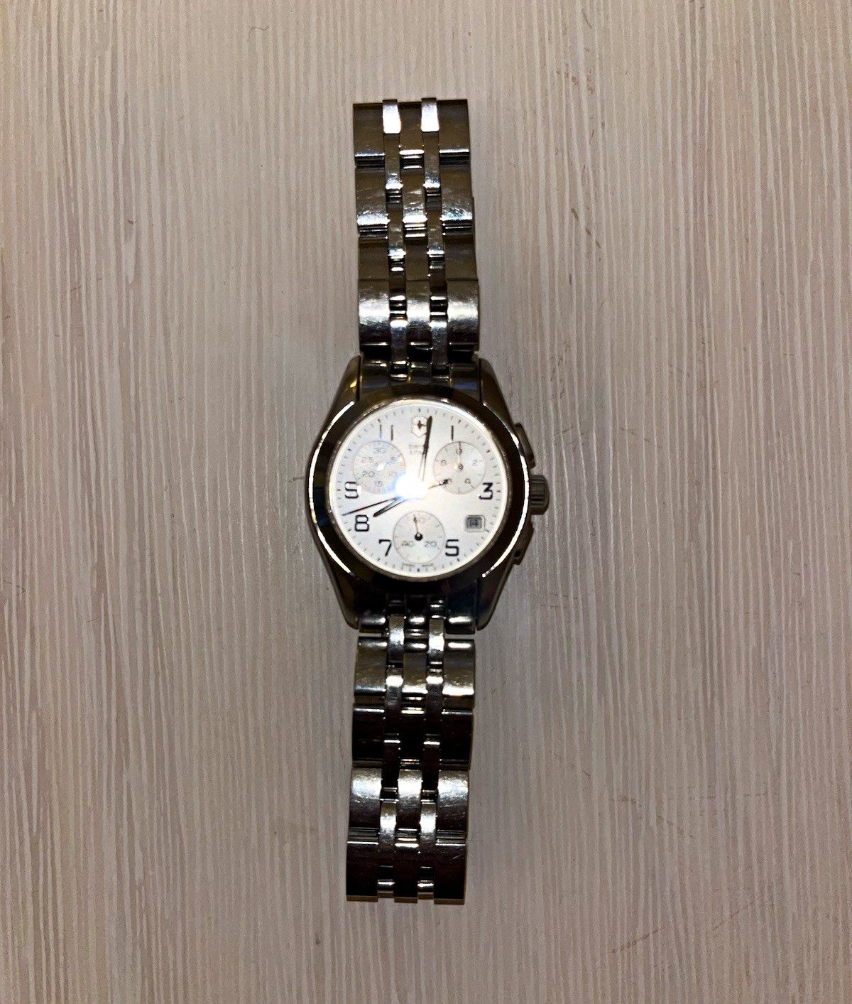 Victorinox Swiss Army Women’s Chronograph Date Quartz SS Bracelet White Dial