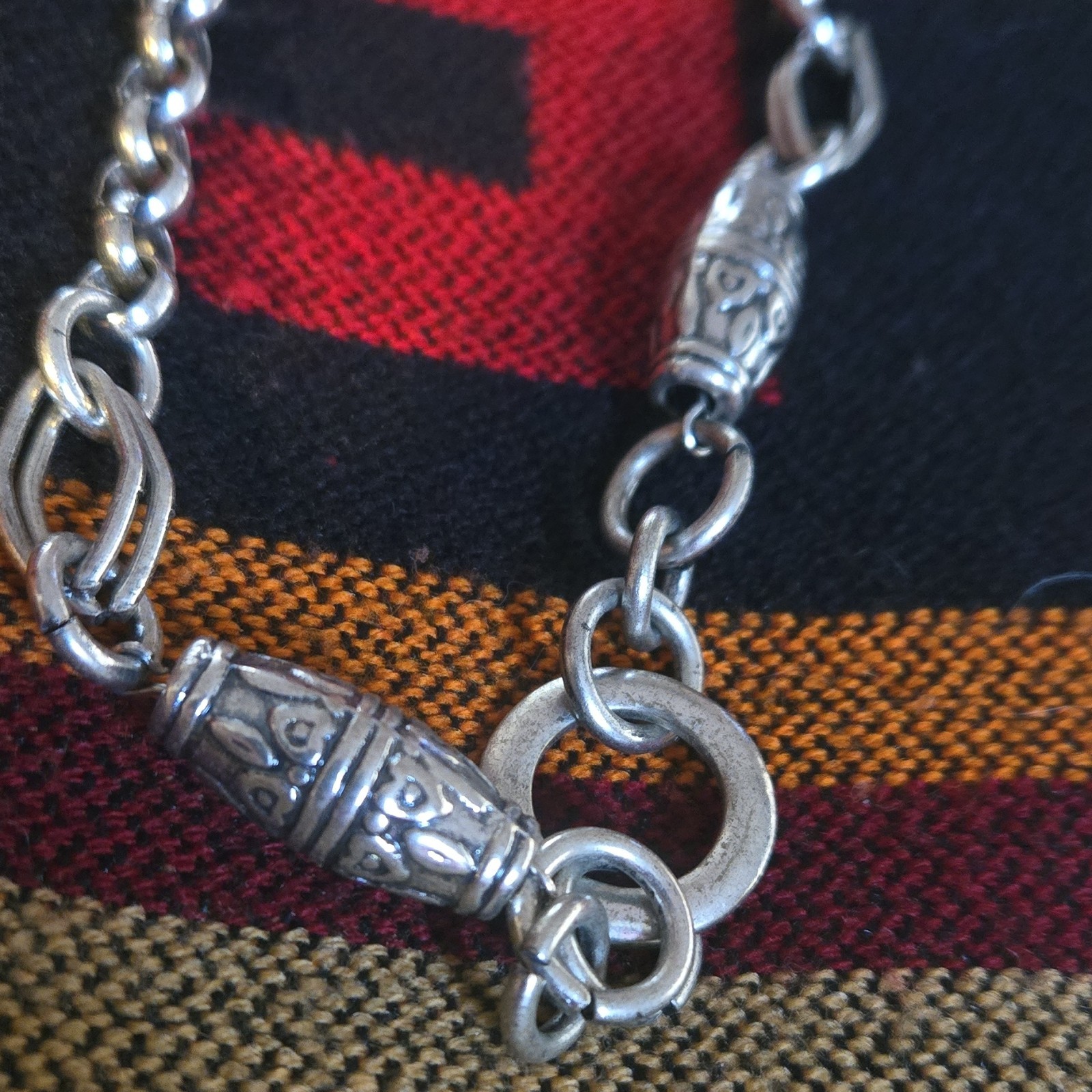 Silver Tone Cable Chain Link Bracelet w/ Lobster Clasp Closure No Stone