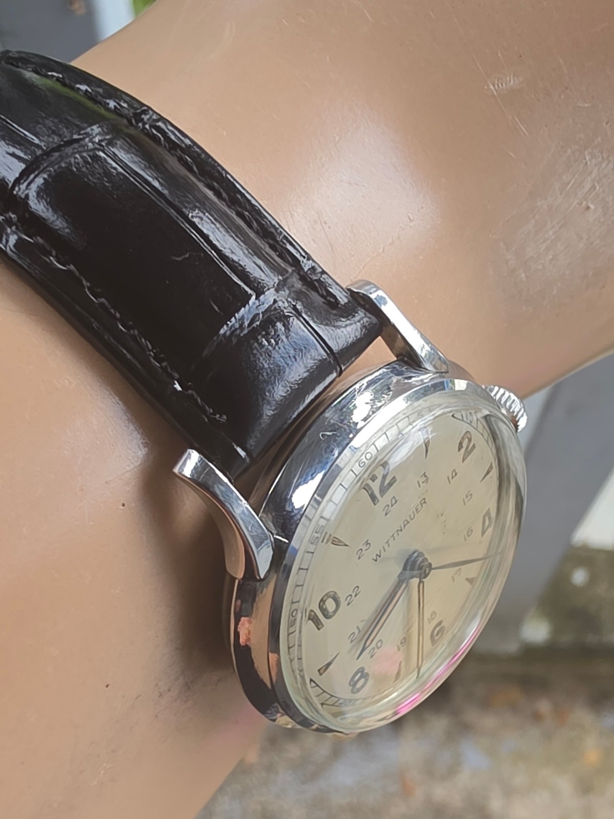 Vintage WITTNAUER men’s manual wind watch Military Style 24H dial 1950s