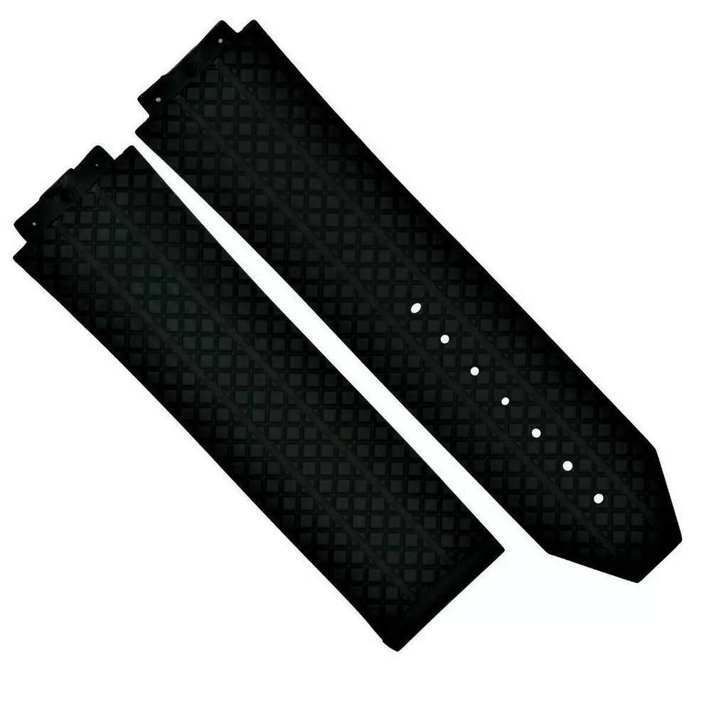 24MM RUBBER WATCH STRAP BAND FOR HUBLOT FUSION BIG BANG 44,44.5,45MM CERAMIC BLK