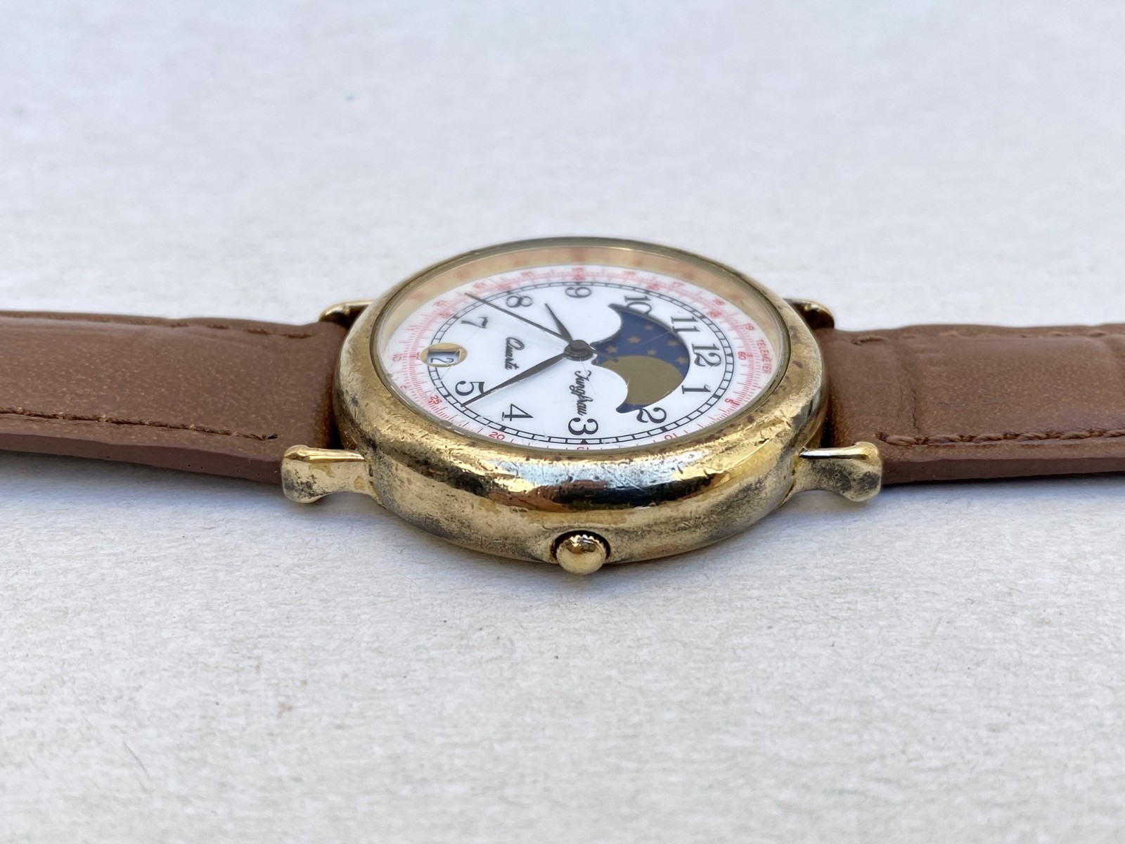 Vintage Jungfrau Watch Quartz Moonphase Mens