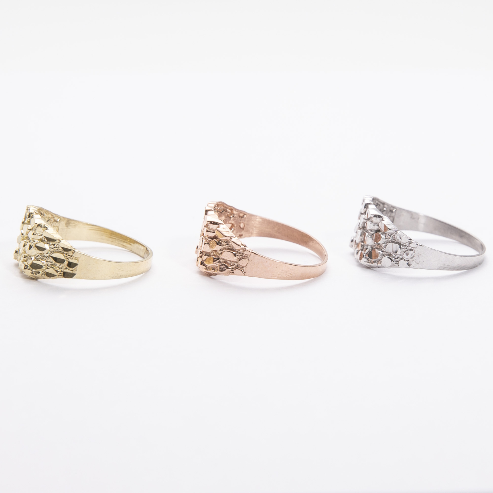 SOLID 10K Gold Square Nugget Ring 10K Yellow White Rose Gold