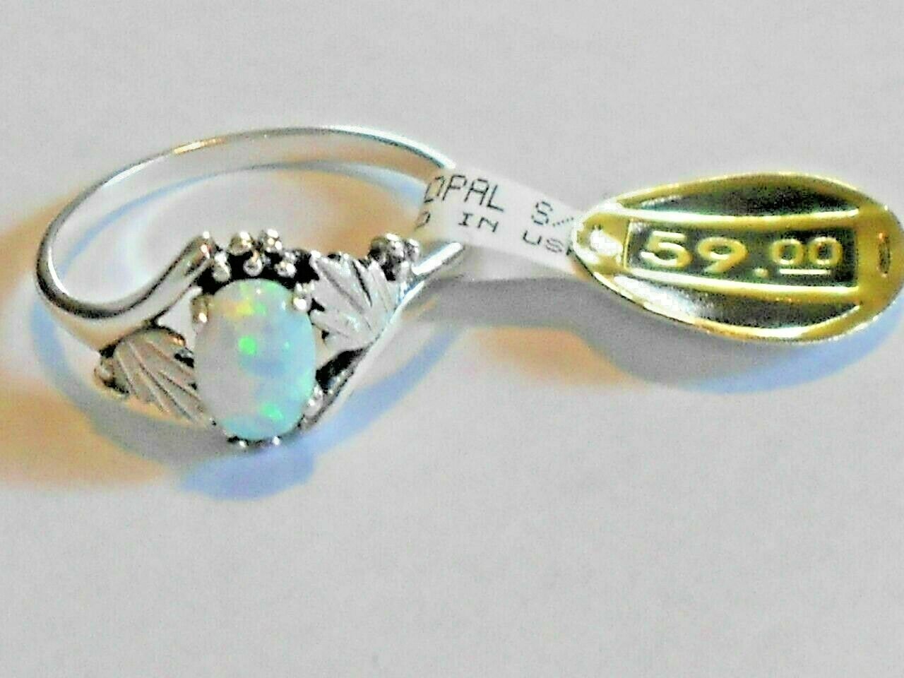 Black Hills (gold style) Dakota SILVER Womens lab OPAL Ring Size 5 thru 10 wBox