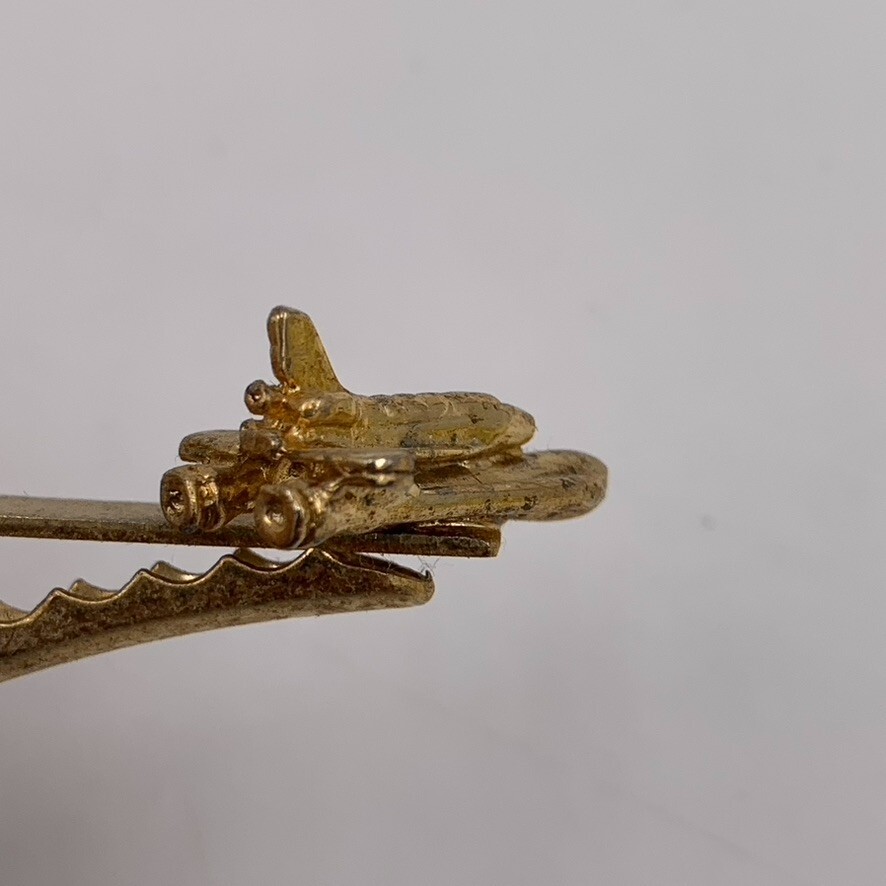 NASA Space Shuttle Rocket Launch Challenger Tie Bar 2″ Gold Tone Strong Clip