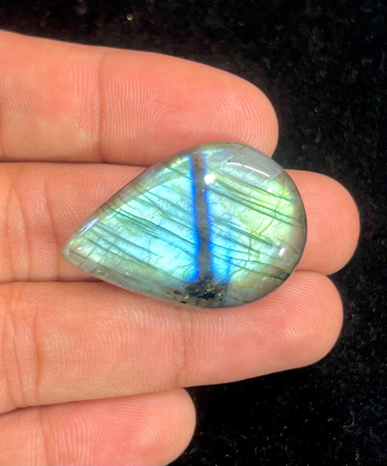 57 Ct Natural Multi Fire Labradorite Pear Cabochon Gemstone 37x24x7 mm DI=271