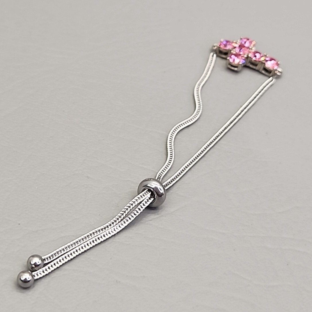 Cross Bracelet STS Karis Made with Swarovski Rose Crystals Pink Steel Mix