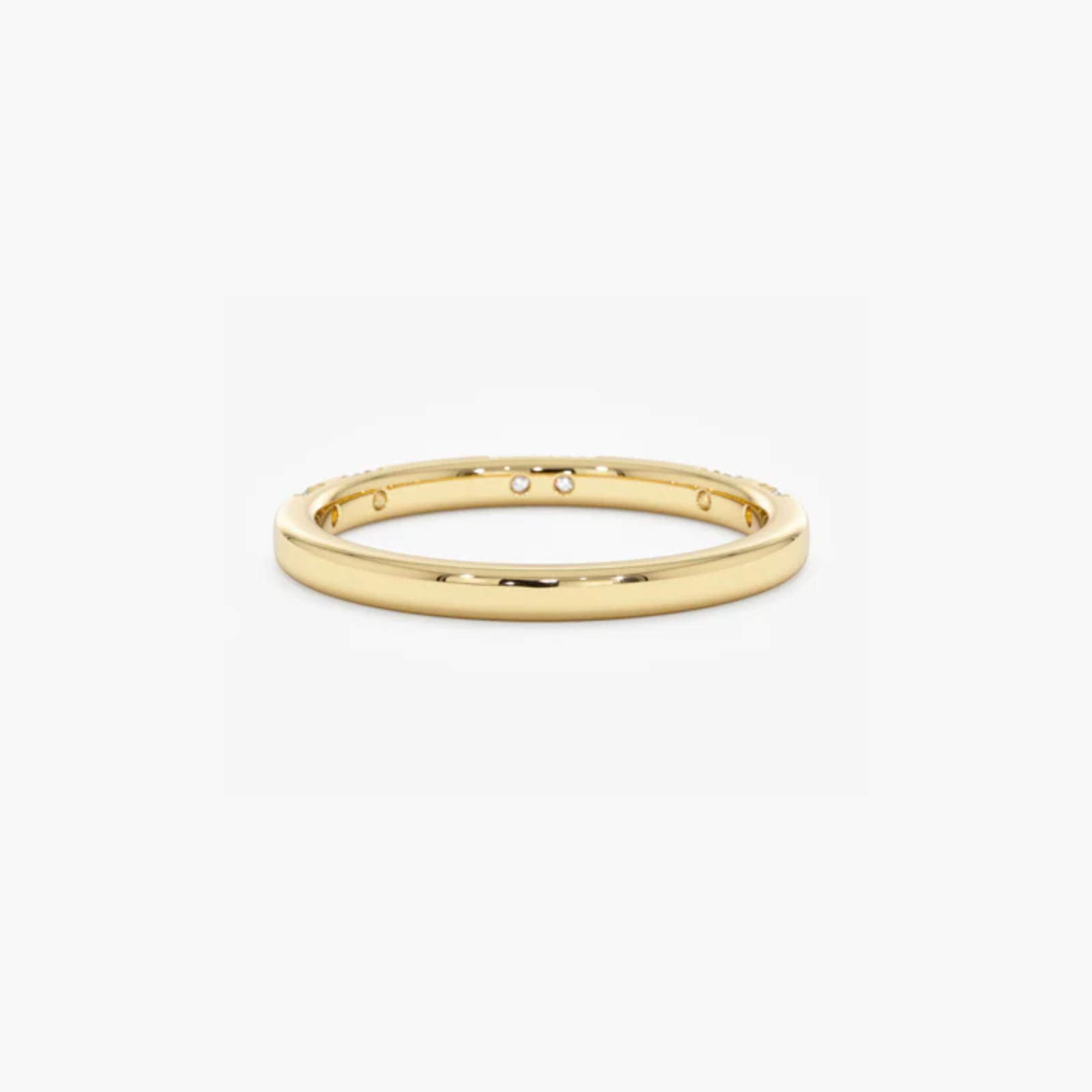 0.11 Ct Natural Round Cut Diamond Eternity Wedding Band Ring 14K Yellow Gold