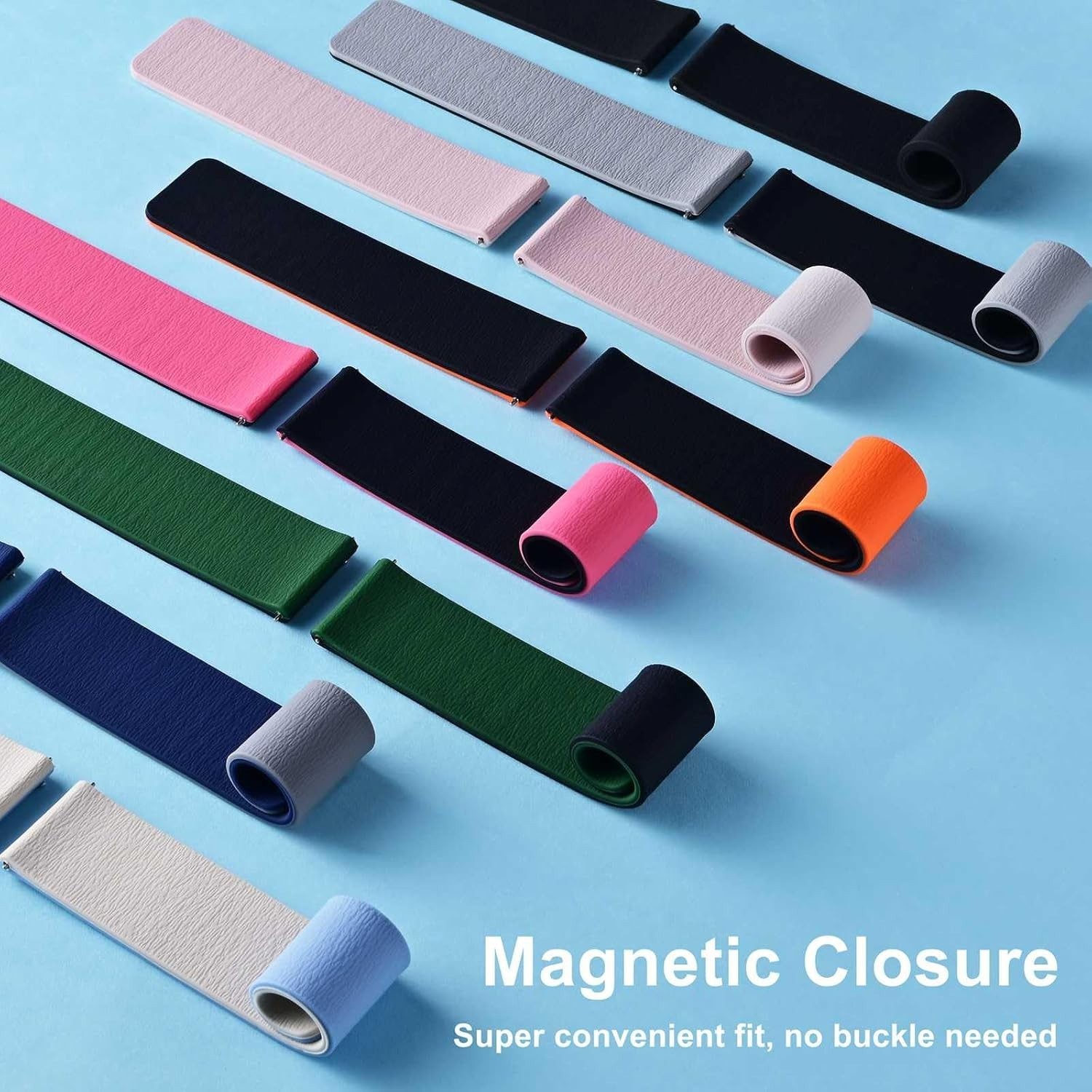 Easy Fit Magnetic Silicone Watch Band with Wood Texture 20mm 22mm
