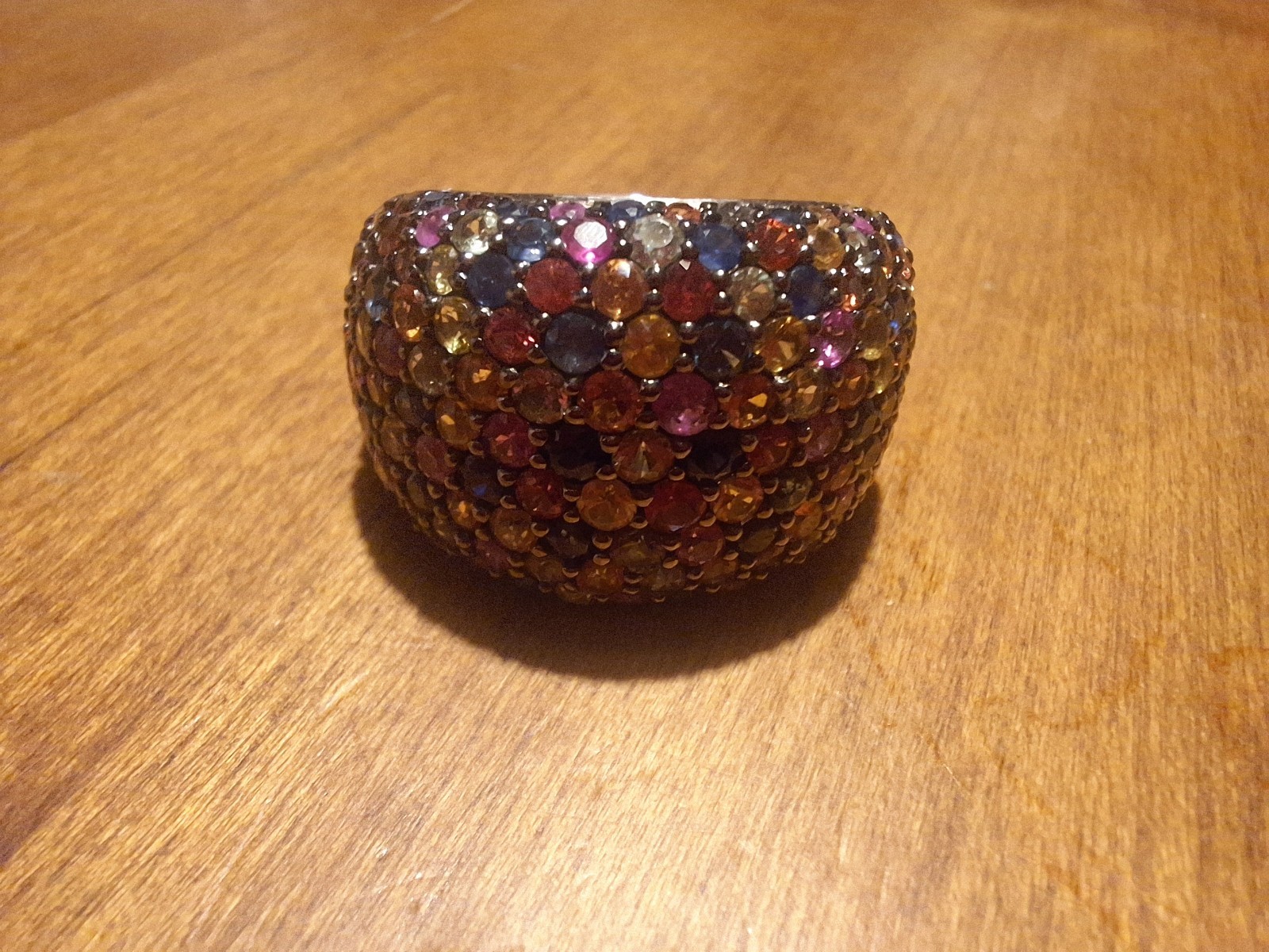 EFFY Splash 925 Sterling Silver Multi-Color Sapphire Pavé Band Ring Size 9