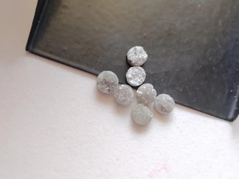 5-5.5mm, Grey White Rough Diamond Discs, Diamond Tyre, 1Pc, Diamond Studs
