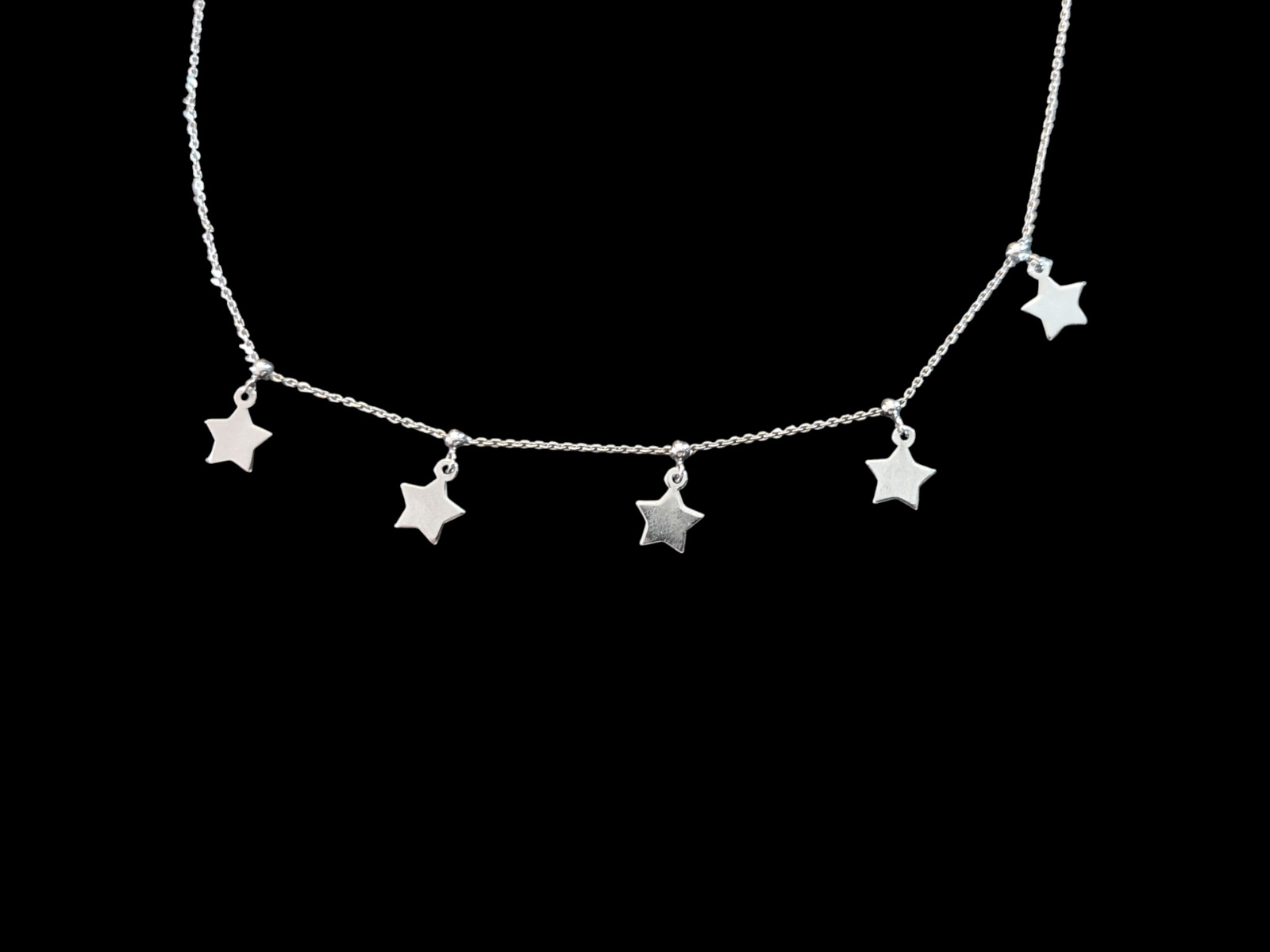 925 Sterling Rhodium Plated Adjustable Slider Celestial Star 15.5″ Choker