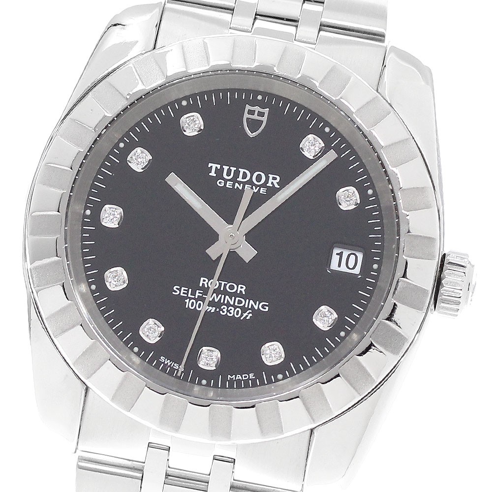 TUDOR Classic 21010 Date 10P diamond black Dial Automatic Men’s Watch_948052