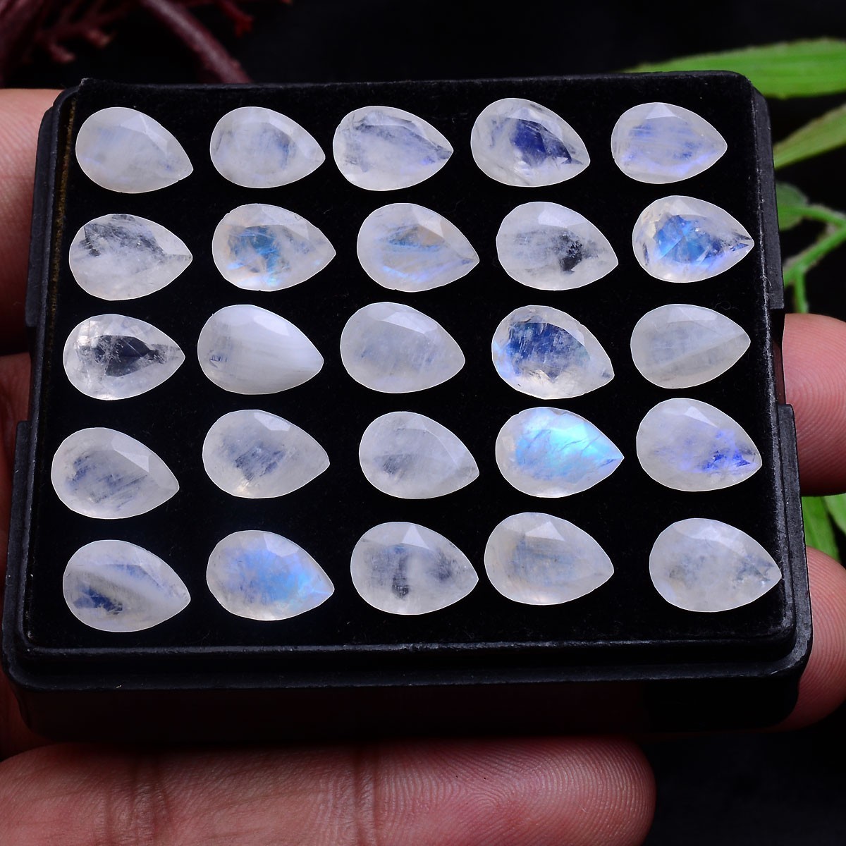 26 Pcs Natural Moonstone Blue Shine 10mmx7mm Pear Faceted Cut Loose Gemstones