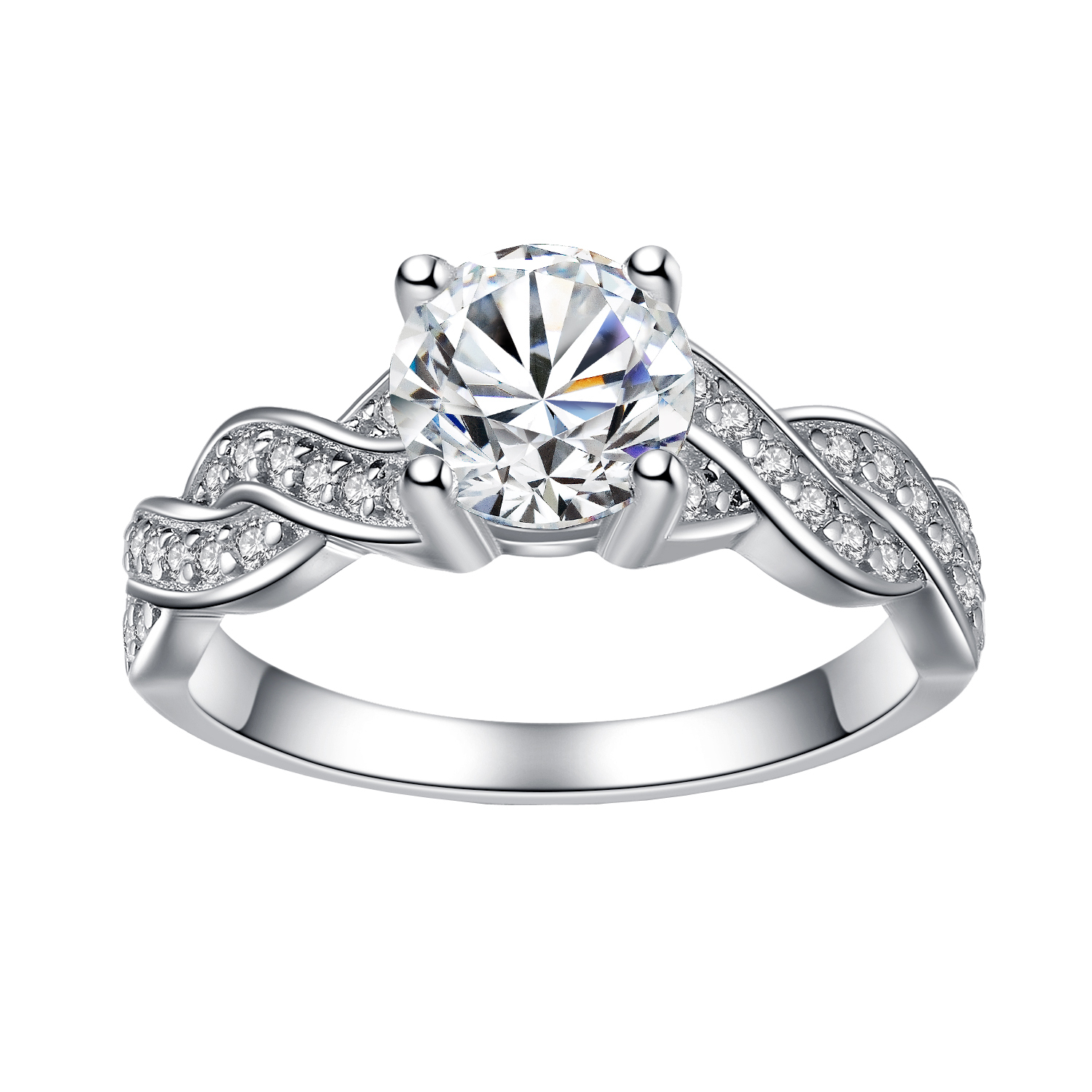 2.75 CTW Round Cut AAA CZ 925 Sterling Silver Wedding Ring Set Women’s Size 5-11