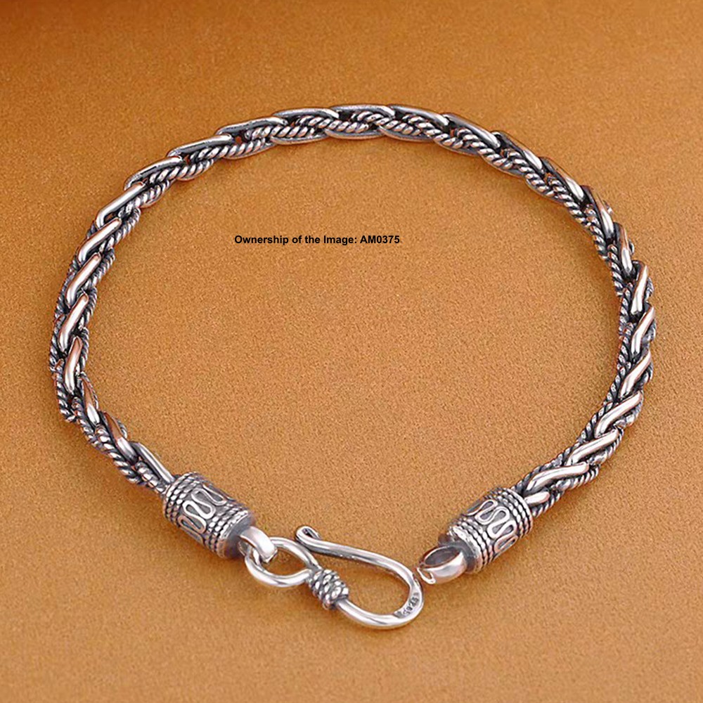 Pure 925 Sterling Silver 4mm Rope Link Chain Women Men’s Bracelet 7.5-8.26inch