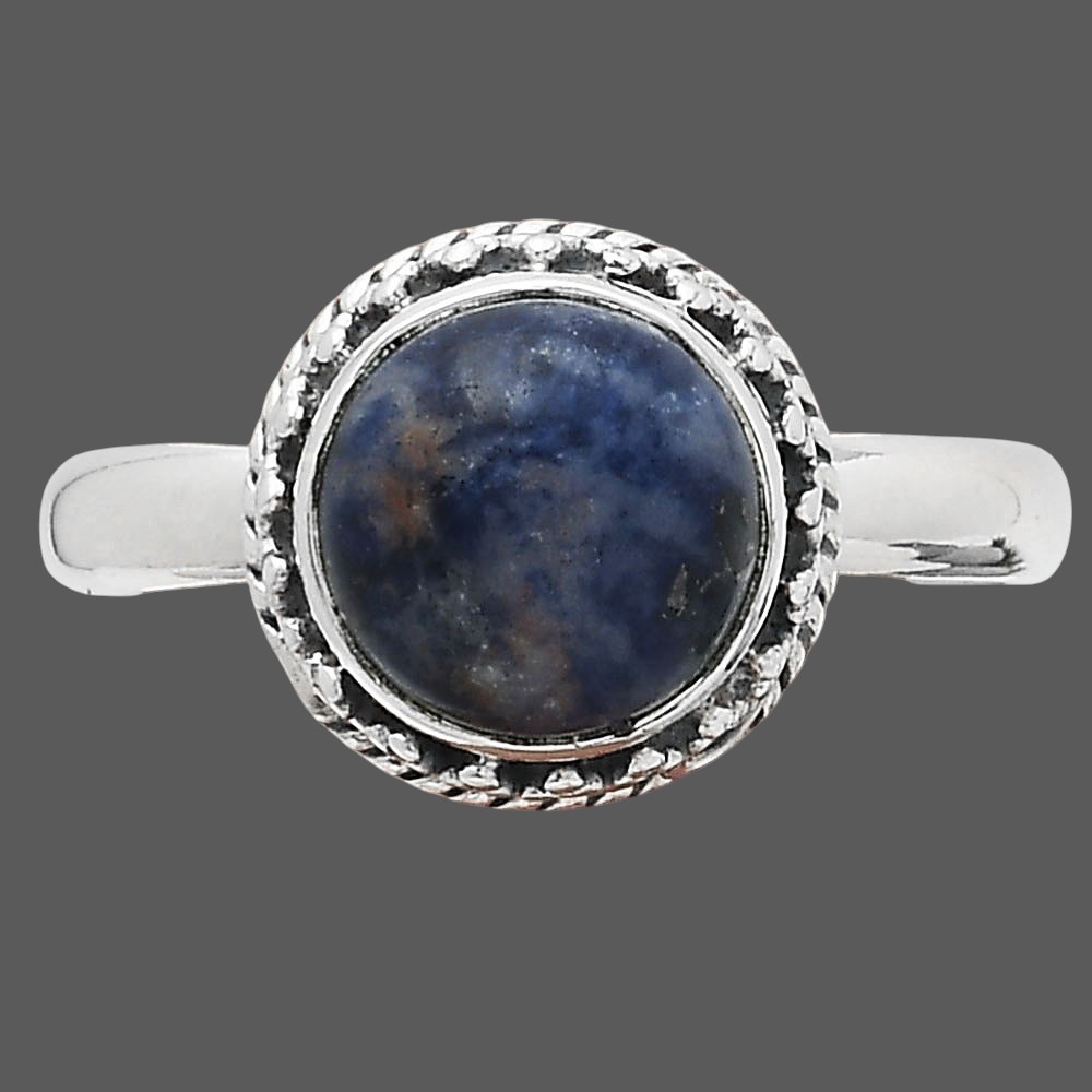Natural Sodalite 925 Sterling Silver Ring s.8.5 Jewelry R-1262