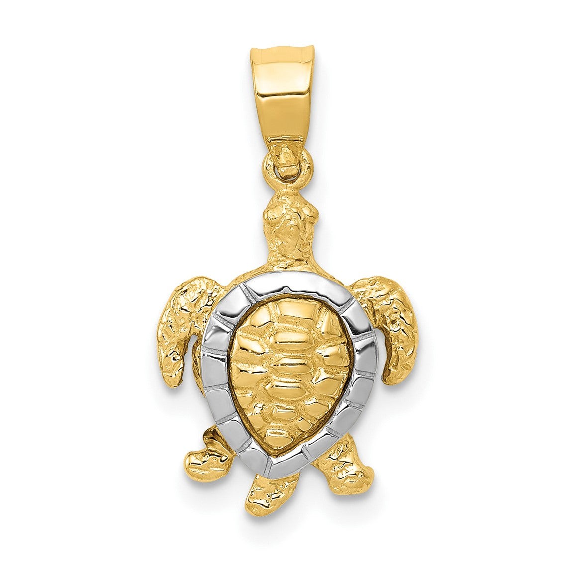 14k Yellow and White Gold Turtle Pendant